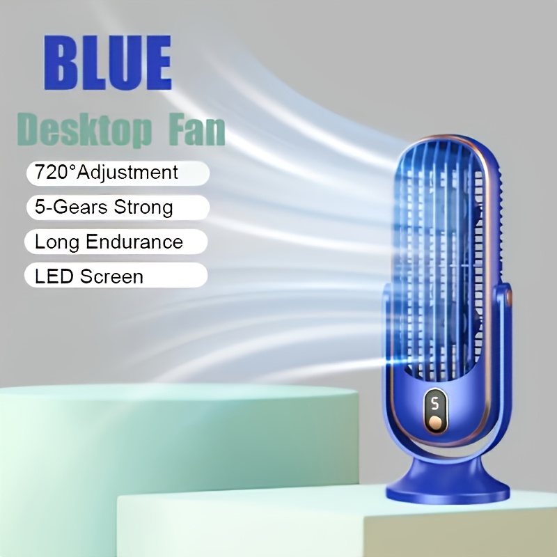 TEMU Big Battery Dual Motor Portable Fan, Cooling Air Cooler For Small Personal Use At Home, 5 Cooled Fan 720° Surround Hair Dryer, Portable Usb Fan