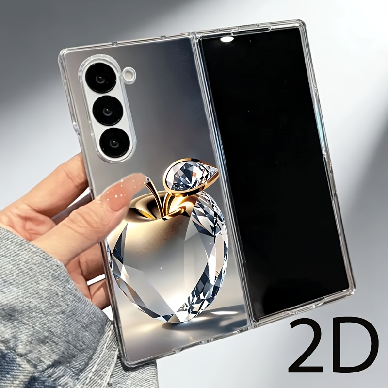 TEMU Phone Case - 2d Suitable For Zfold 7 Fold 6 Fold 3 Fold 3 Fold2, Transparent Split Phone Case, Folding Phone Case, Hard Shell Crystal Design