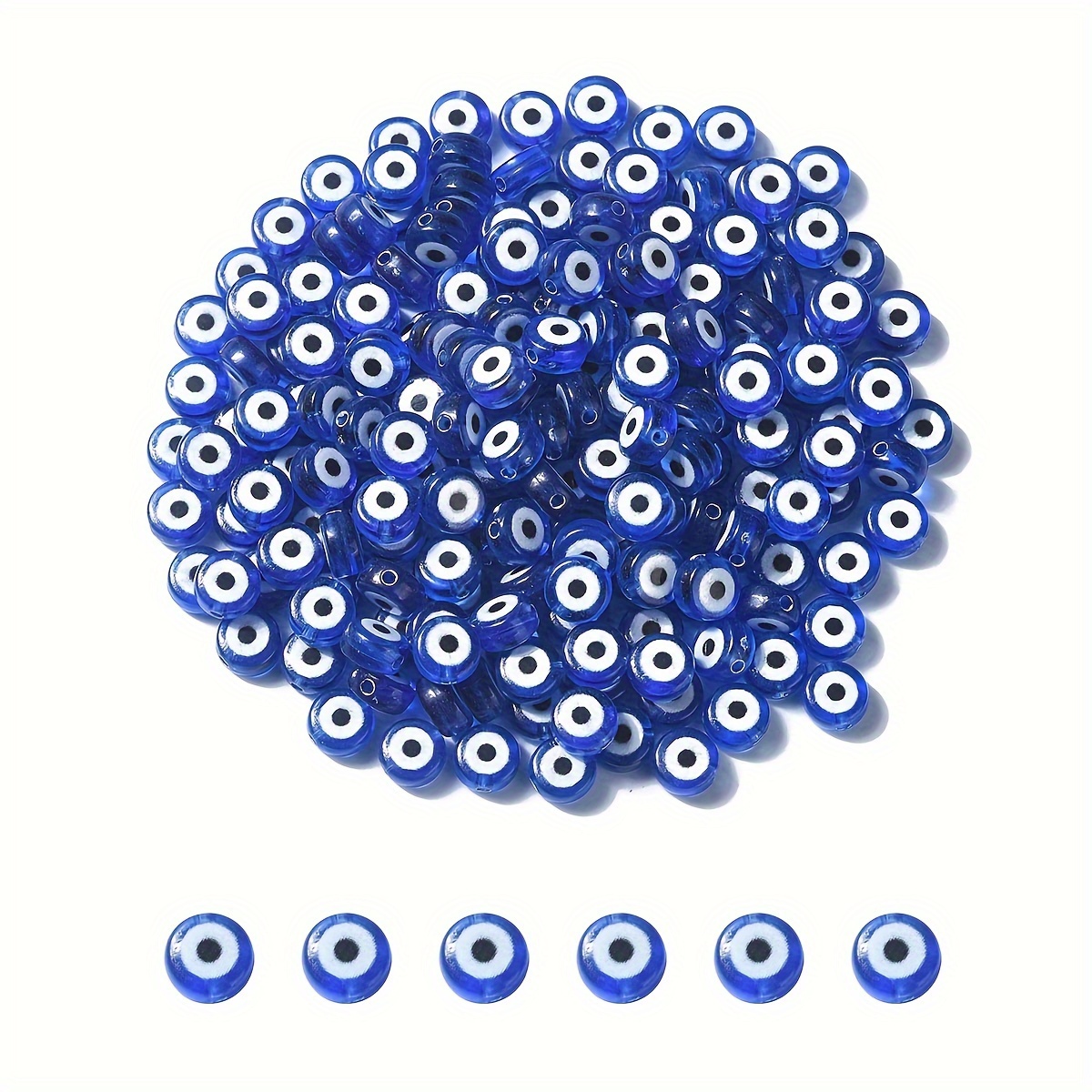 About 200 Flat Round Evil Eye Acrylic Spacer Beads Suitable For Diy Bracelet And Necklace Making