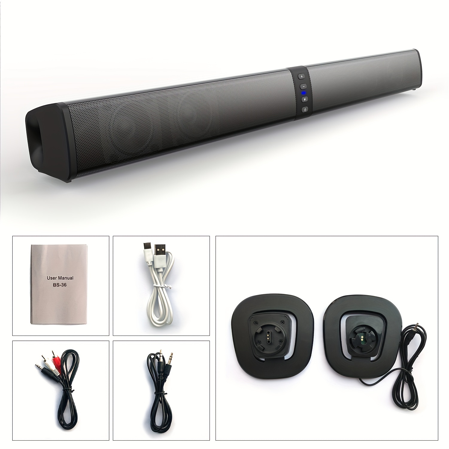 Wireless Home Theater Soundbar With Removable Design - Supports Wireless, Usb, Rca, Tf, Aux Connections | Suitable For Smartphones, Tablets, Tvs, And Music Players