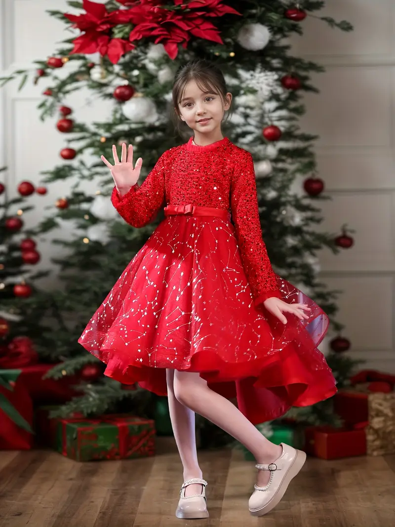a sweet fashionable christmas dress girls short front long - Temu Mauritius a sweet fashionable christmas dress girls short front long - Temu Mauritius