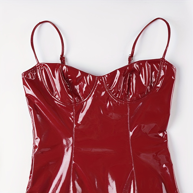 wine red bodycon hip hugging mini dress spaghetti - Temu Poland