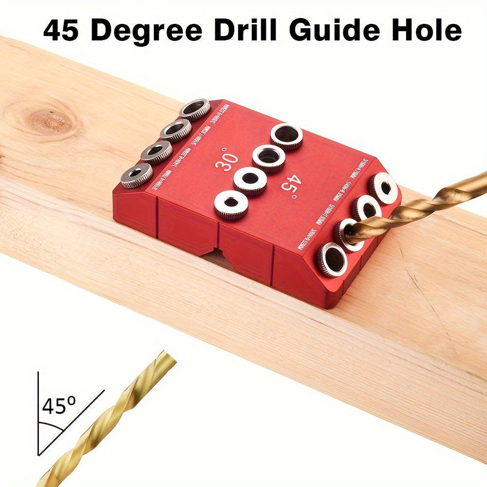 

1pc Aluminum Multi-angle Hole Puncher, 30-45-90 Degree Drill Guide Jig For Cable Railing, Lag Screw & Wood Post Installation - Construction, No Electricity Needed, Tool