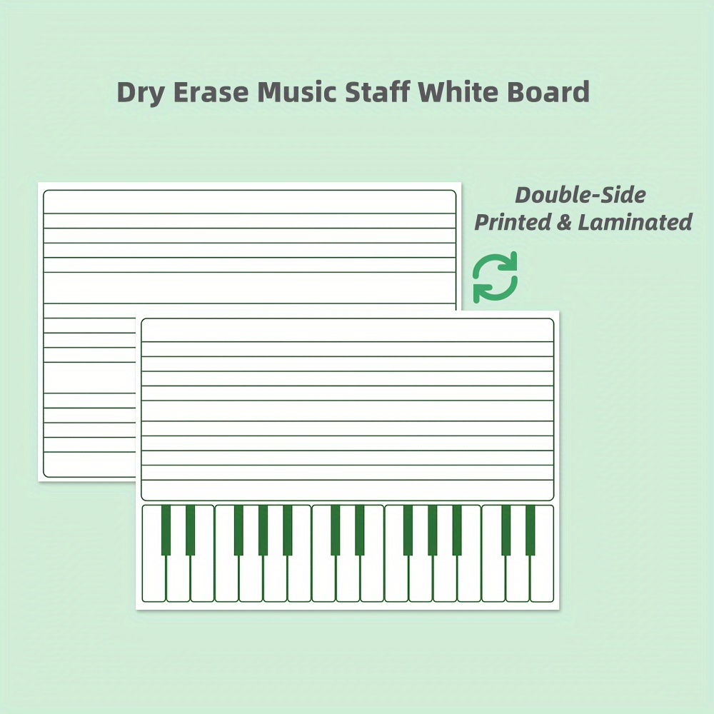 

White Board Musical Notation Whiteboard ​double-side Printed & Laminated 5 Sheets Per Set, 9x12 Inch