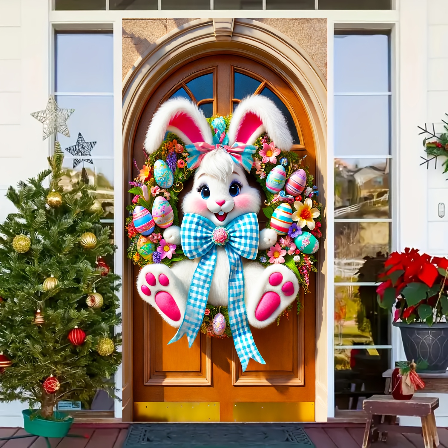 

2d Door Banner A Single Door Cover Measuring 35.4 By Inches Featuring A Design Of A And , Decorating Easter And Spring. This Hanging Decoration Is Ideal For Entrances, Rooms, And Other Uses.