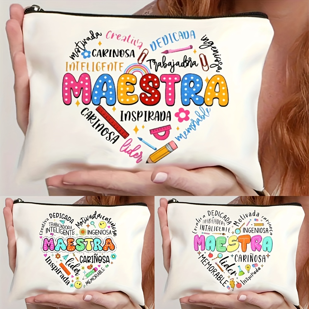 1pc, neceser de maquillaje para profesores, regalo de agradecimiento al  , neceser de maquillaje para profesores, con un diseño inspirador de   es un   en  , bolsa de almacenamiento de cosméticos, bolsa de almacenamiento de artículos de   portátil, regalo ideal para profesores, regalo   para profesores
