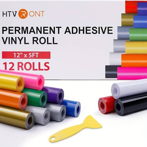 permanent vinyl bundle 12 pack 12 x5ft self vinyl rolls with 12 colors pink green yellow orange grey golden