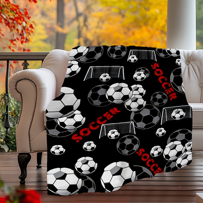 

1pc Football Flannel Blanket For All Season, Cozy Warm Soft Blanket For Travelling