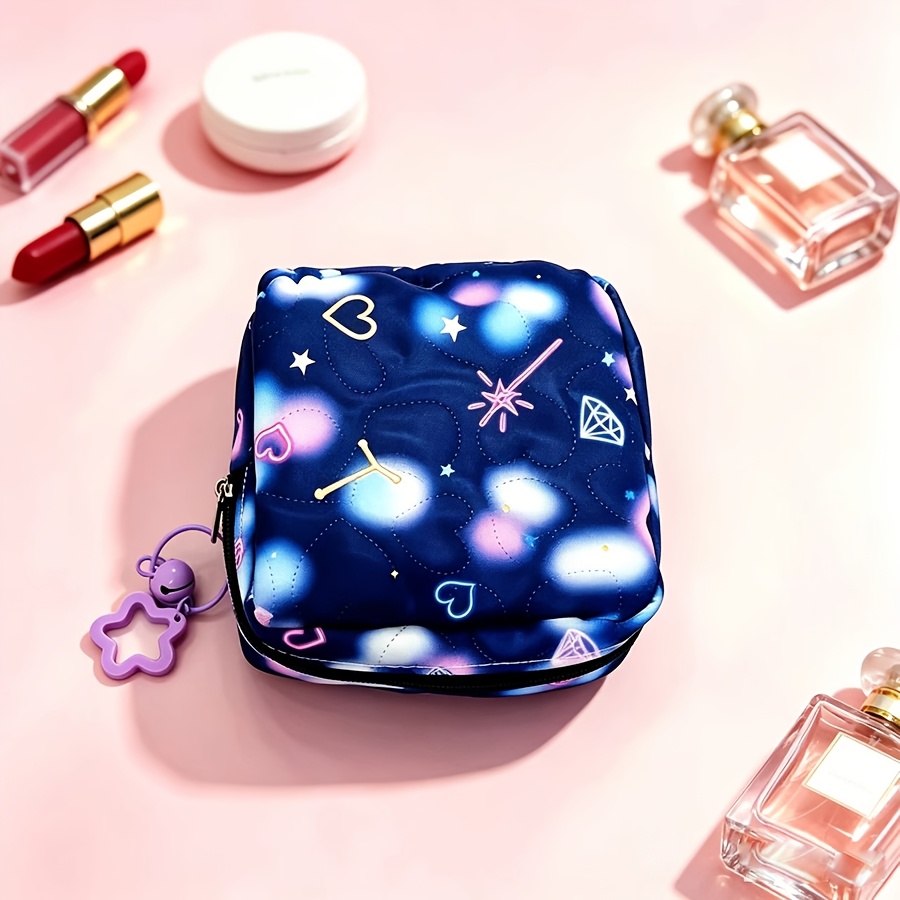 TEMU Bolsa de almacenamiento sin costuras con costura, bolsa para guardar toallas sanitarias, neceser pequeño para , monedas, auriculares y