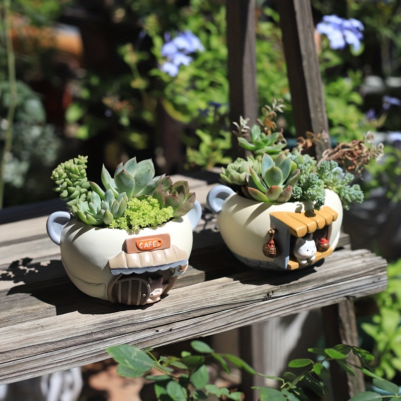 

1pc, Cartoon Pet Design Resin Succulent Plant Pots, Creative Micro-landscape Gardening Office Balcony Decor, Artistic Decorative Flower Pots For Outdoor Yard Lawn Garden Decor