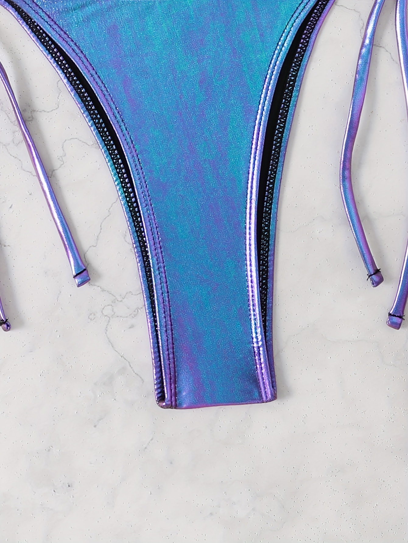 New Sexy Shiny Fabric Split Bikini Swimsuit for Women