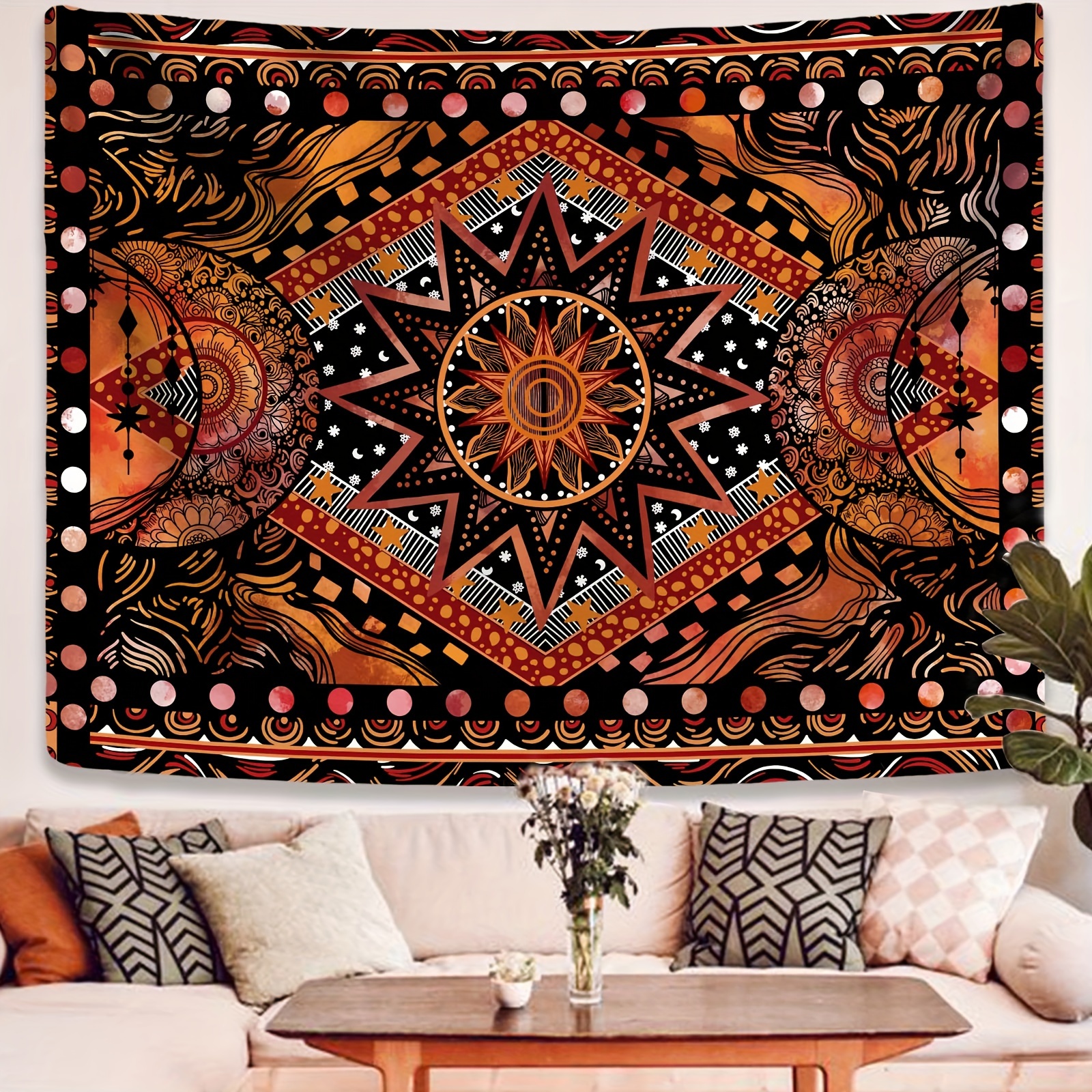 moon tapestry wall hanging indie hippie mandala Temu
