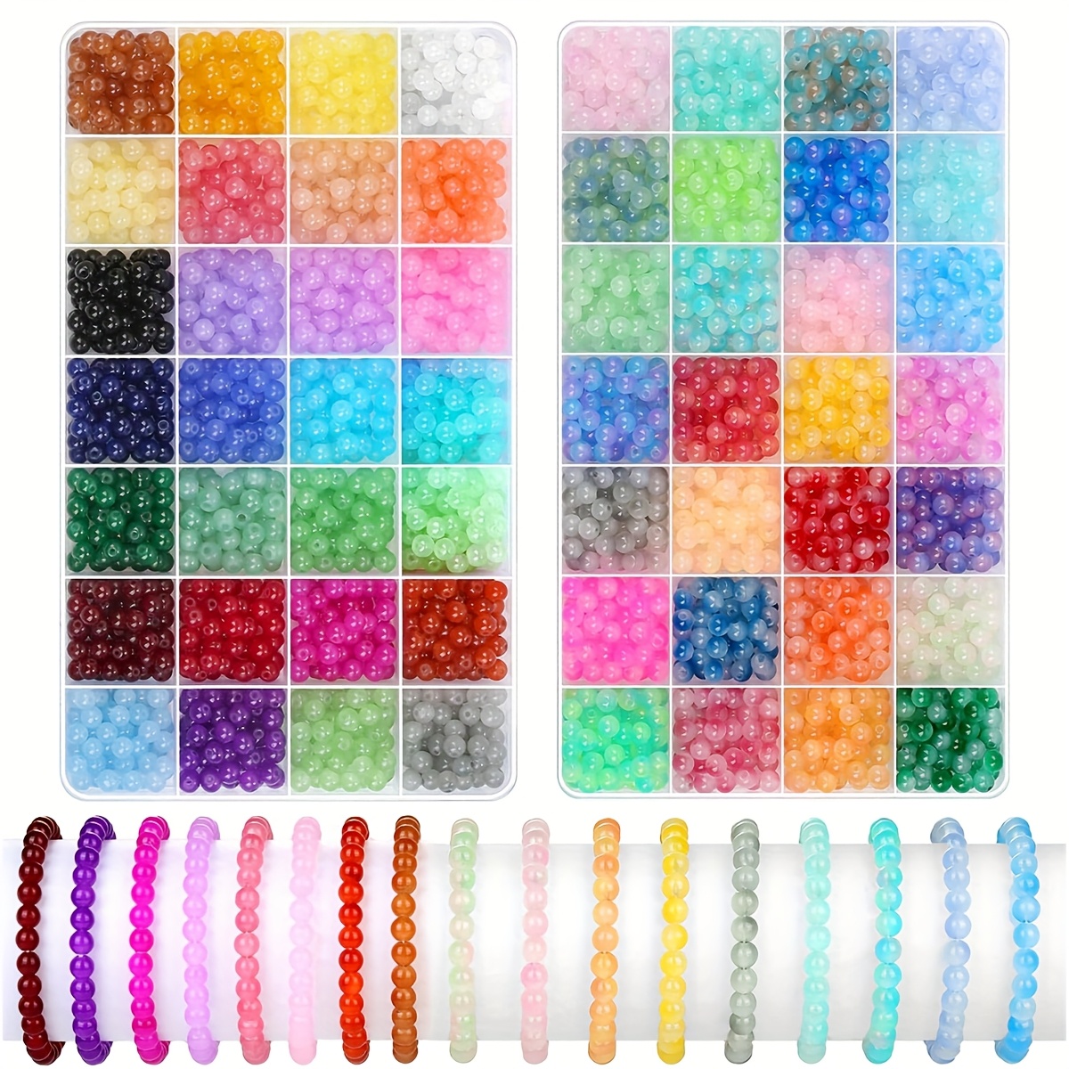 

Chic 1400pcs Glass Bead Kit - 6mm Beads For , Bracelets, Earrings & Necklaces Crafting Set, Bohemia Style