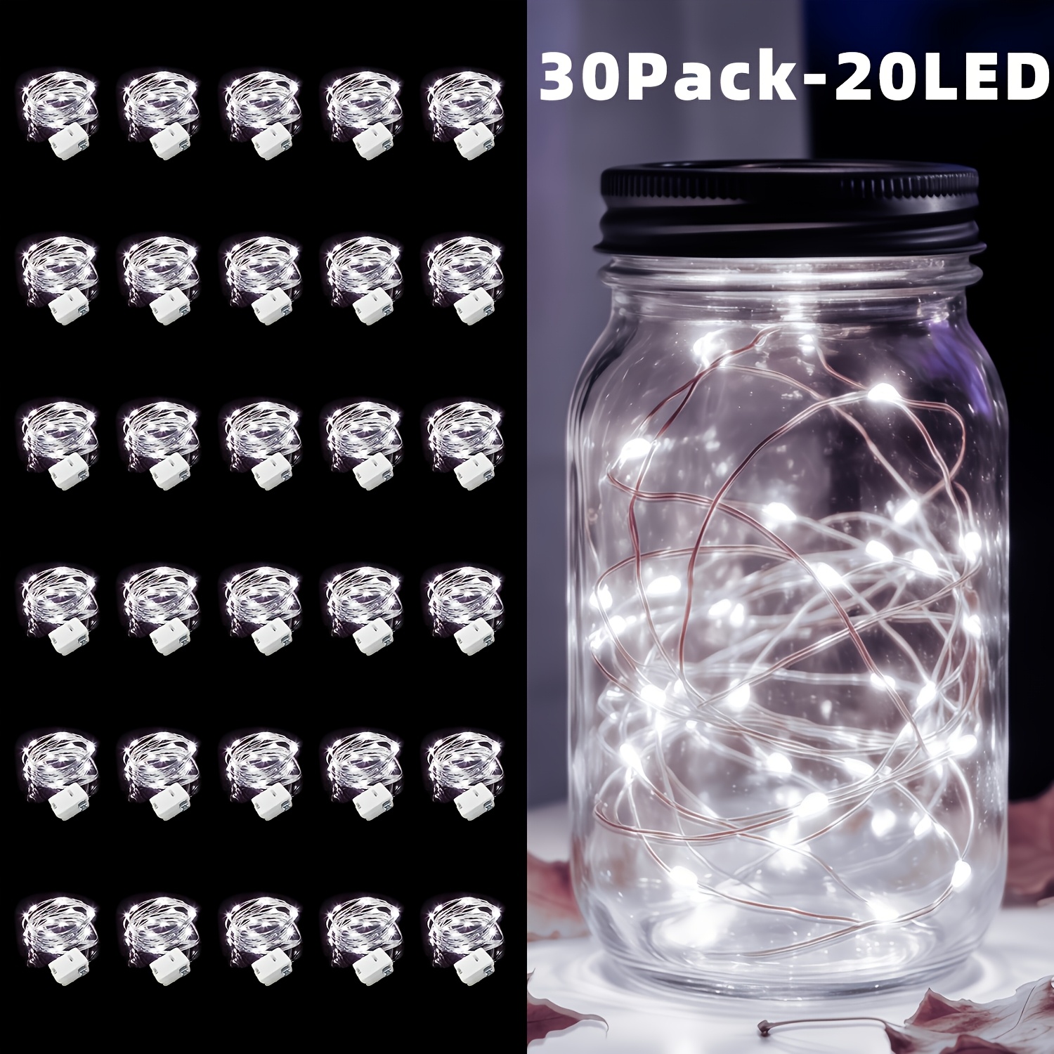 TEMU 30pcs Indoor Smart Light String, 7.5ft Flashing Fairy Tale Fairy Light String, 3 Flashing Starlight Light, Copper Wire Light, Diy, Suitable For