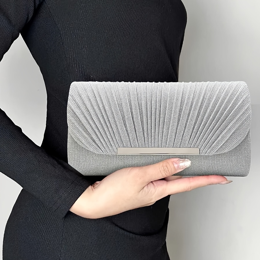 TEMU Women's Crossbody Evening Clutch Bag, Crinkled Designer Princess Envelope Handbag, Single Shoulder Crossbody Bag With Round Bottom, Elegant