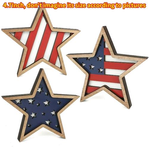 3pcs Wooden Star Desktop Plaque Tiered Tray Decor - Artificial Wood Table Display Suitable for , for Home, for Party, for Table Centerpiece, for Shelf Decorations - Perfect Gift for Bookshelf, Office, Dining