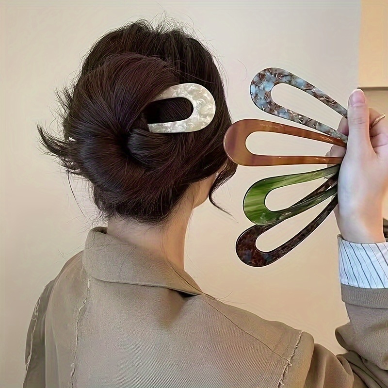 

Elegant French-style U-shaped Hair Pin - Vintage Updo & Bun Clip For Thick Hair, 5.47" - Perfect For Parties