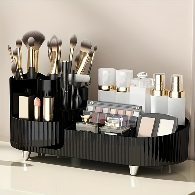 

1pc Desktop Rotating Storage Box, Make Up Case, Skin Care Products Organizer Case, Plastic Makeup Brush Organizer Container