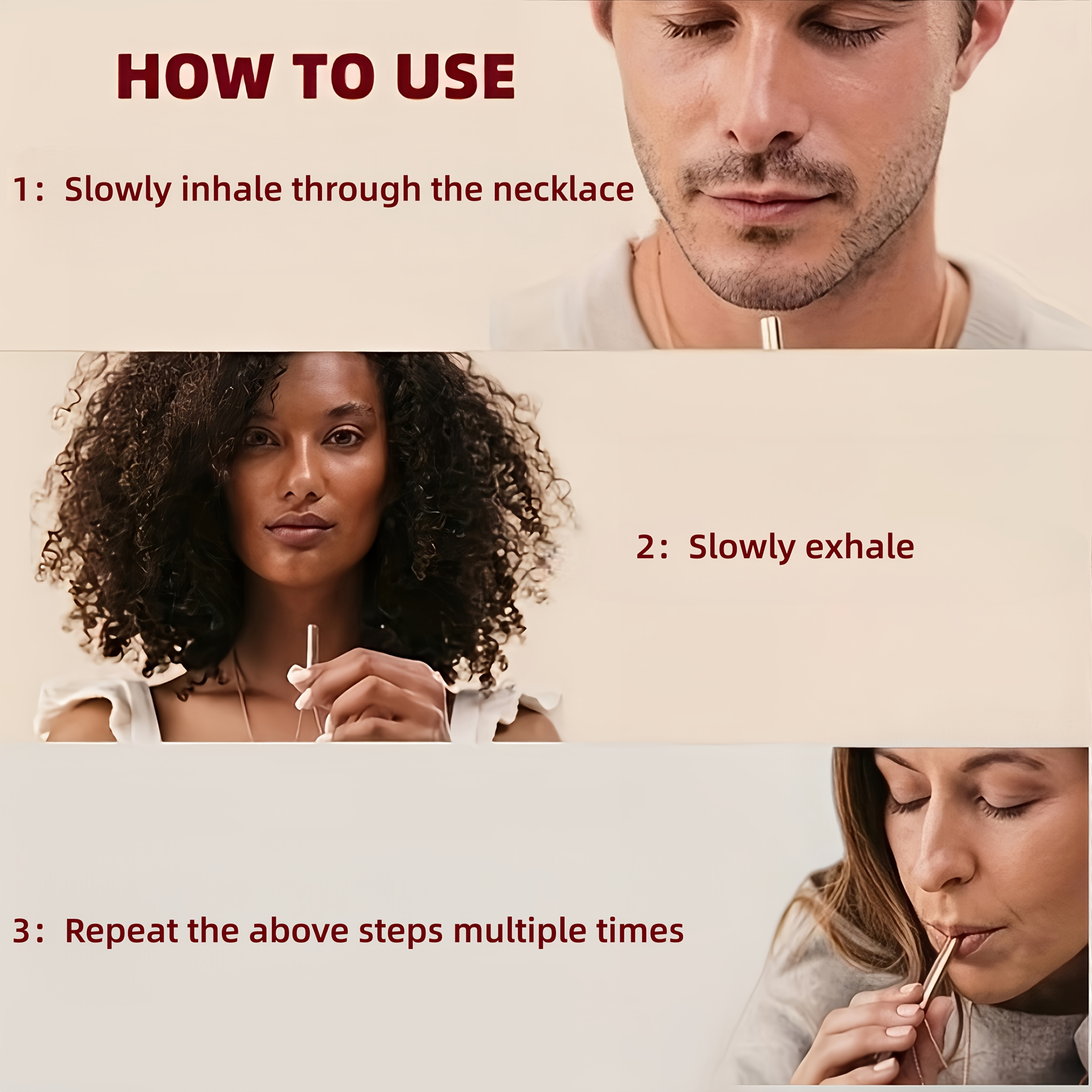 Mindfulness Deep Breathing Necklace, Unique Gift for All