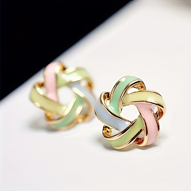 Image of A Pair Of Stylish And Elegant Five-pointed Star Enamel Drop Earrings, Suitable For Daily Wear Or Parties, For Women