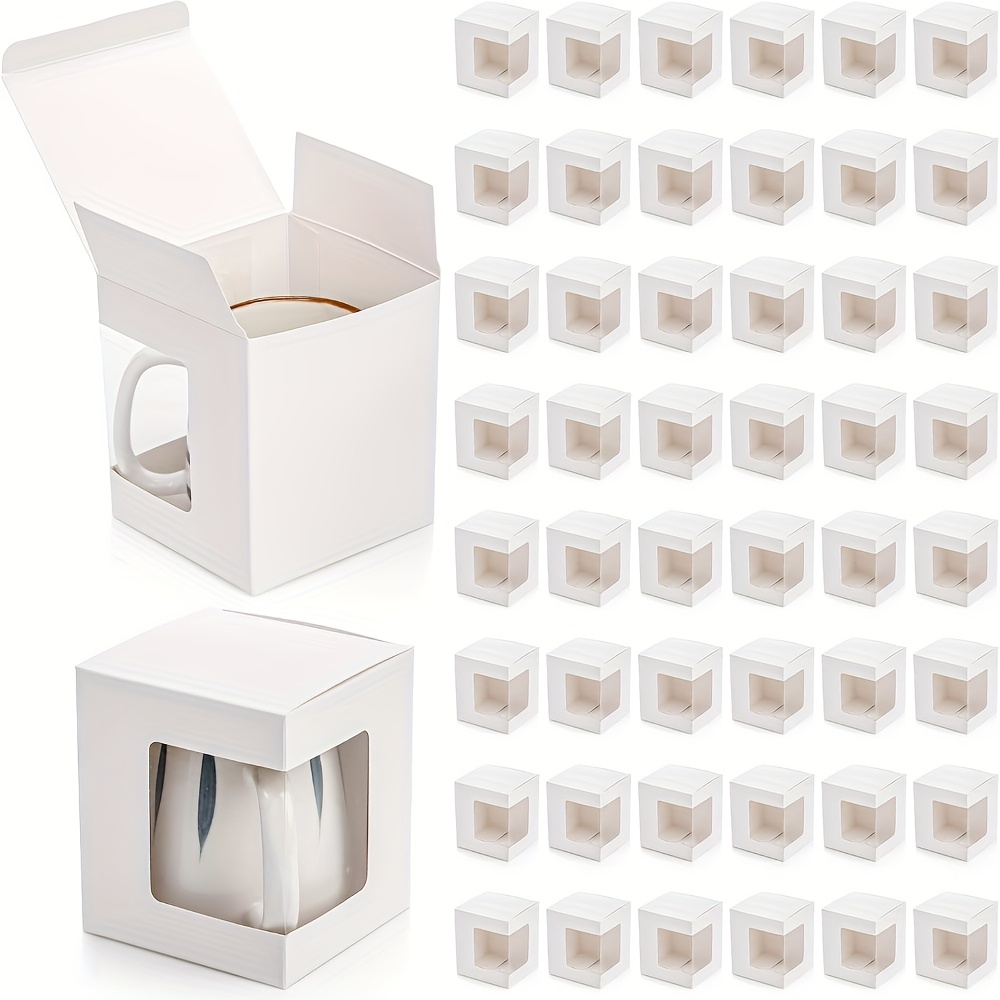 

20-pack White Paper Gift Boxes With Clear Window, 4.13x4.33x4.88 Inches - Ideal For Cupcakes, Mugs, Wedding Presents, Display Stand Packaging