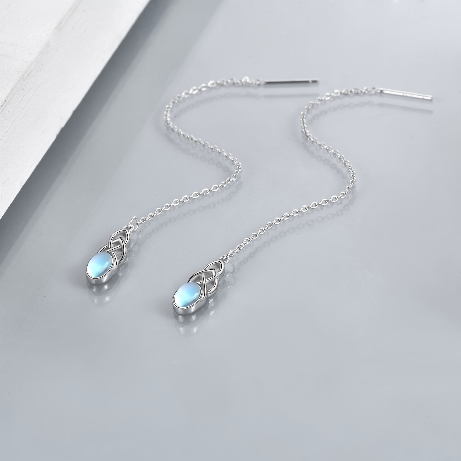 synthetic   threaded earrings sterling silver celtic dangle tear drop long chain earrings jewelry birthday gifts for women Product details 0