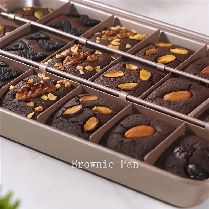 

1pc, Brownie Cake Pan With Dividers (12.2''x7.68''), Mini Loaf Pan, Non-stick Square Muffin Pan, Blondie Bakeware, Baking Tools, For Oven, Kitchen Accessories