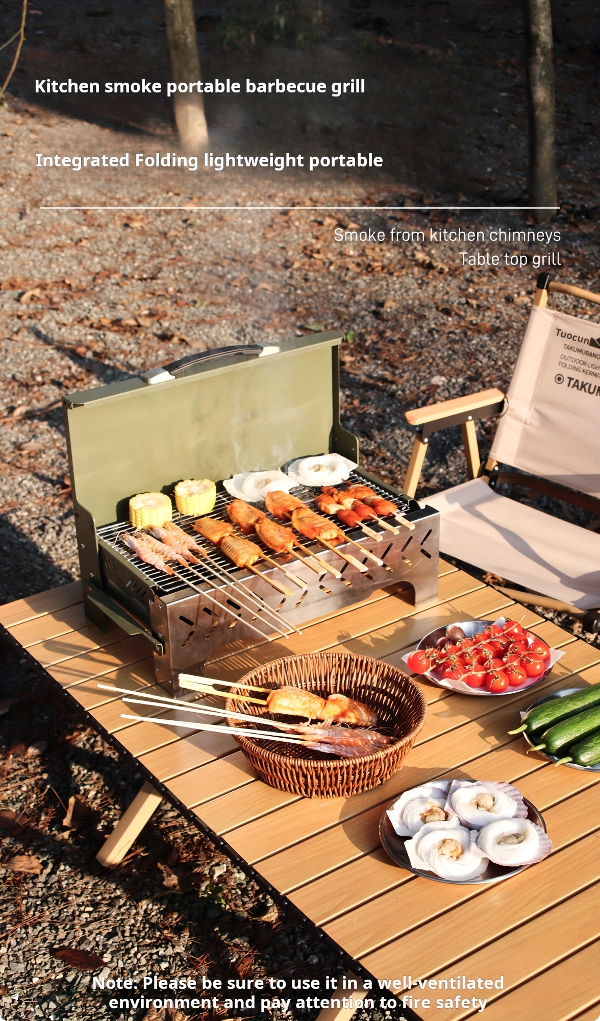 Barbecue Grill Outdoor Grill Household Portable Folding Skewers Barbecue Stove Camping Charcoal Carbon Grill