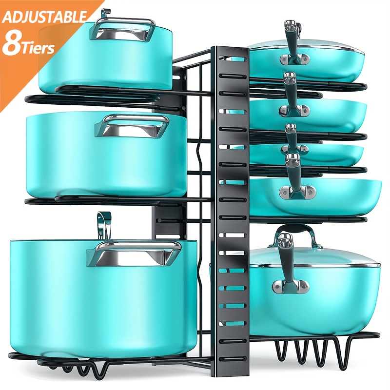 TEMU [kitchen Storage] New Upgraded 8 Tier Kitchenware Storage Rack, Adjustable Design, Suitable For Multiple Sizes Of Kitchenware Storage, Reusable
