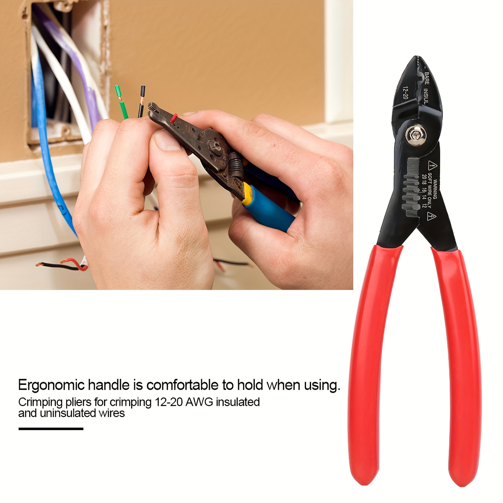 

Upgraded Crimping Pliers, 7in Professional Electrical Cable Stripping Crimping Tool Wire Stripper For Forterminals, Crimping Pliers For Crimping 12 Awg Insulated And Uninsulated Wires