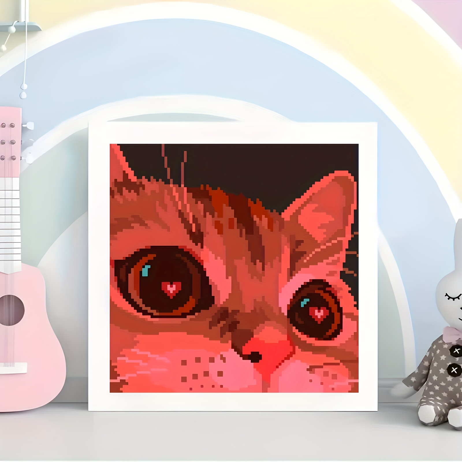 TEMU 1pc Cat Diamond Painting Diy , Diamond Painting Kit, Round Acrylic Diamond, Frameless Diamond Painting Art Painting, Diy 5d Diamond Embroidery