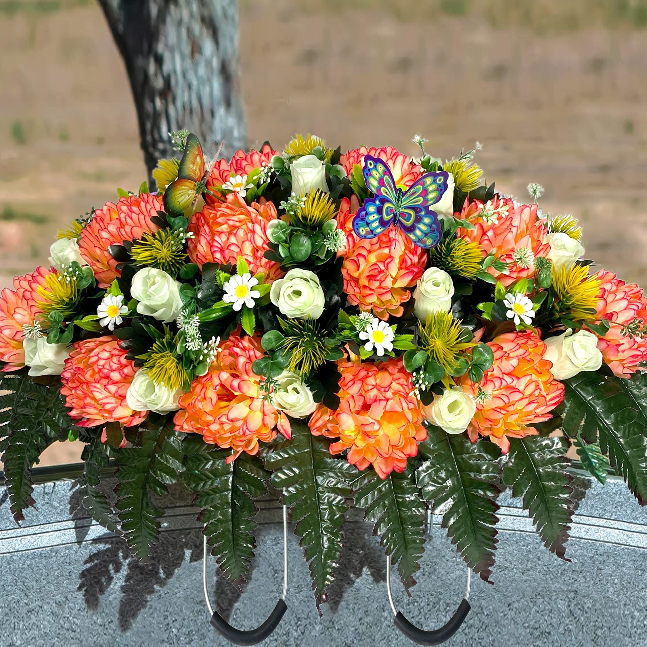 Selle De Fleurs Pour Pierre Tombale – 16,5 X 10 X 7 Cm, Blanc, Résistant Au Soleil Et à L'eau, Décoration Funéraire - 6