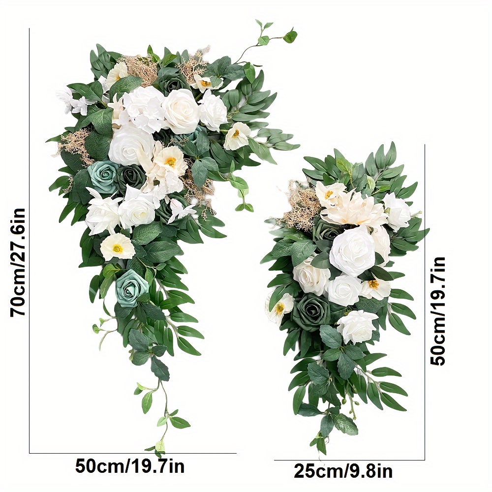 Künstliche Blumengirlanden-Set Für Hochzeitsbogen – 2 Stück (70 Cm & 50 Cm), Weiß, Seidenstoff