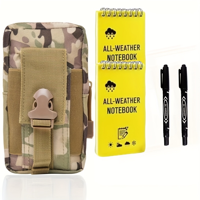 5pcs Journal Set - & Windproof Green 3x5 Inch Pocket Notebooks With Durable Pvc - Includes Storage Bag With Carabiner Clip For