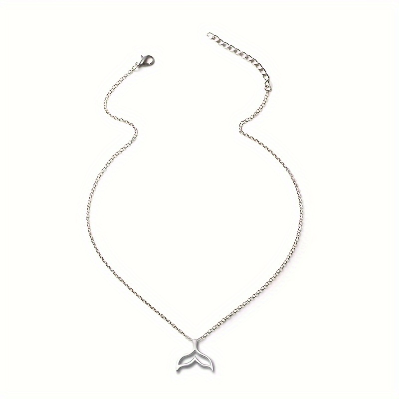1pc/2pcs Fashionable And Simple Women's Pendant Necklace, Spring/ Style, Elegant Fishtail Pendant Neck Chain, Ocean-themed Metal Collarbone Chain