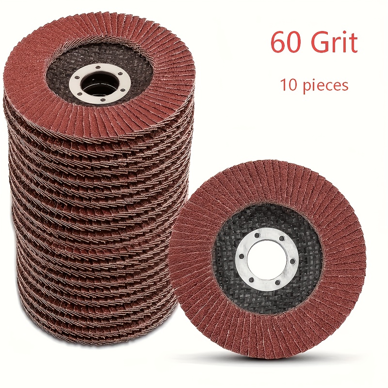TEMU Red Aluminum Oxide Flap Discs 10 Pack - 4.5" X 7/8", 60 & 80 Grit - Type 27 Fiberglass Backing Angle Grinder Sanding Wheels For Metal Grinding,