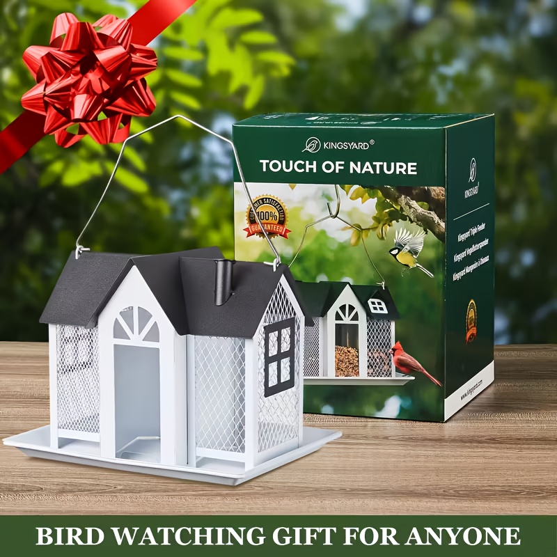 Outdoor Bird Feeder House · Designed with A Large Capacity And Equipped with Triple Feeding Ports · It Is Weatherproof, Durable And Easy to Refill - And Suitable for Outdoor Spaces, Gardens, Porches, Balconies And Country Houses
