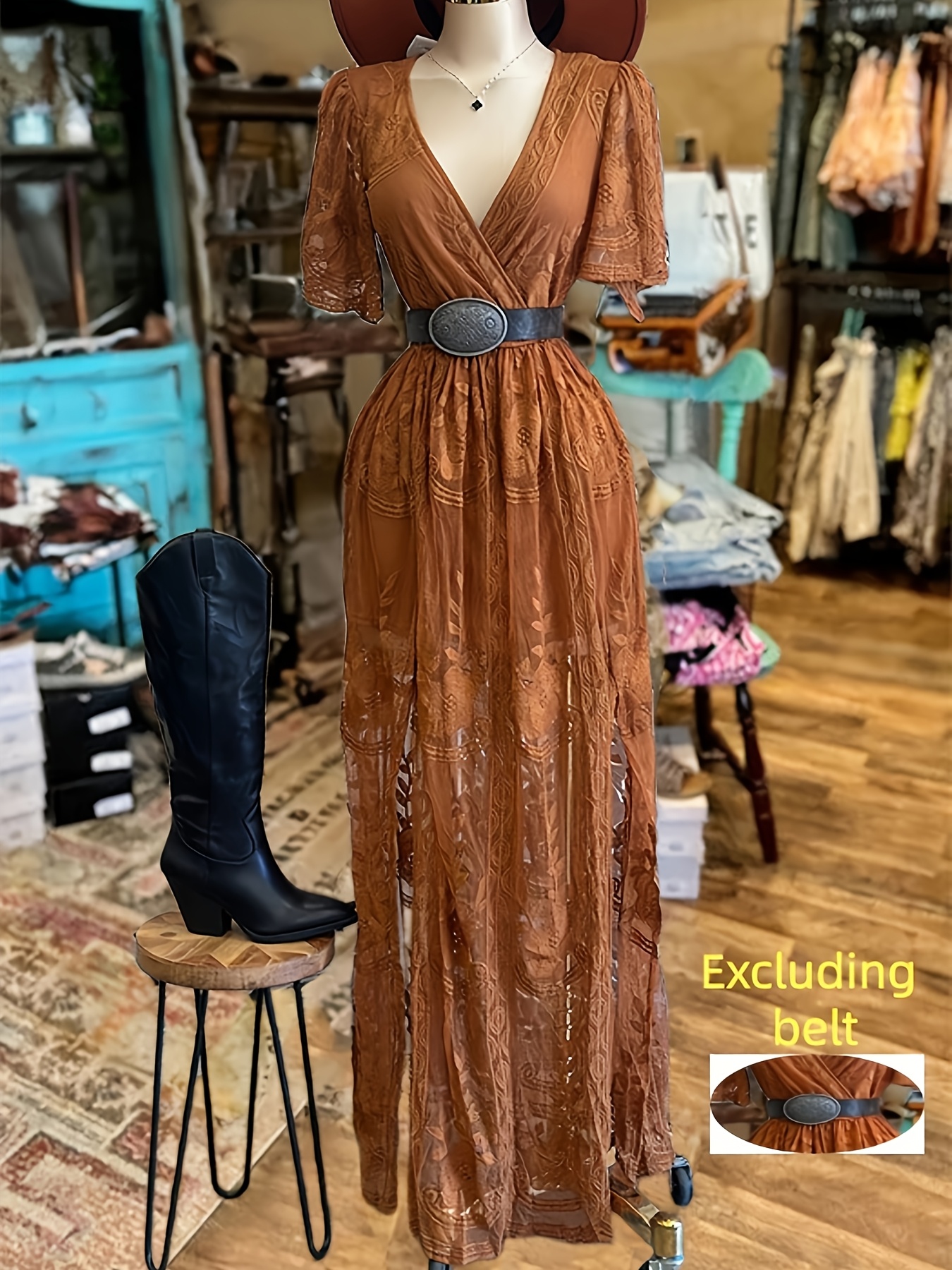 flowy rust dress sold on Temu United States flowy rust dress sold on Temu United States