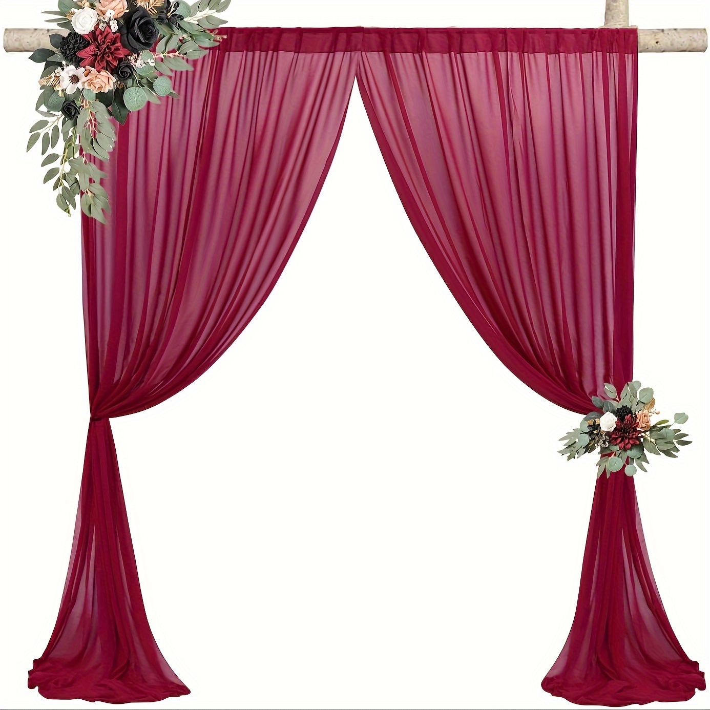 

Burgundy Chiffon Backdrop Curtain 20 X 10ft 4 Panels Sheer Backdrop Semi Sheer Backdrop Curtains Burgundy Chiffon Fabric Drapes For Wedding Ceremony Party Backdrop