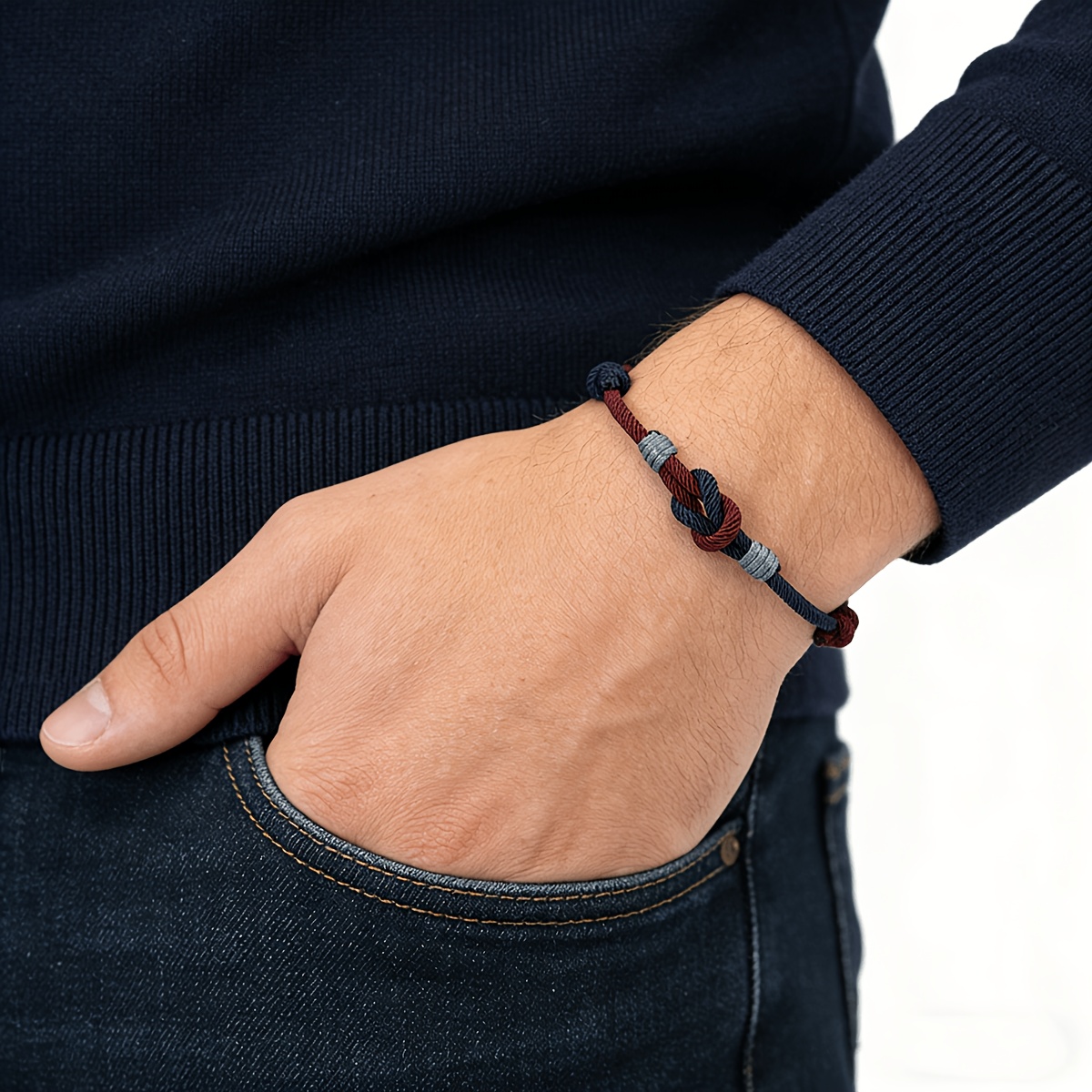 Men's Minimalist Braided Cord Bracelet, Handmade
