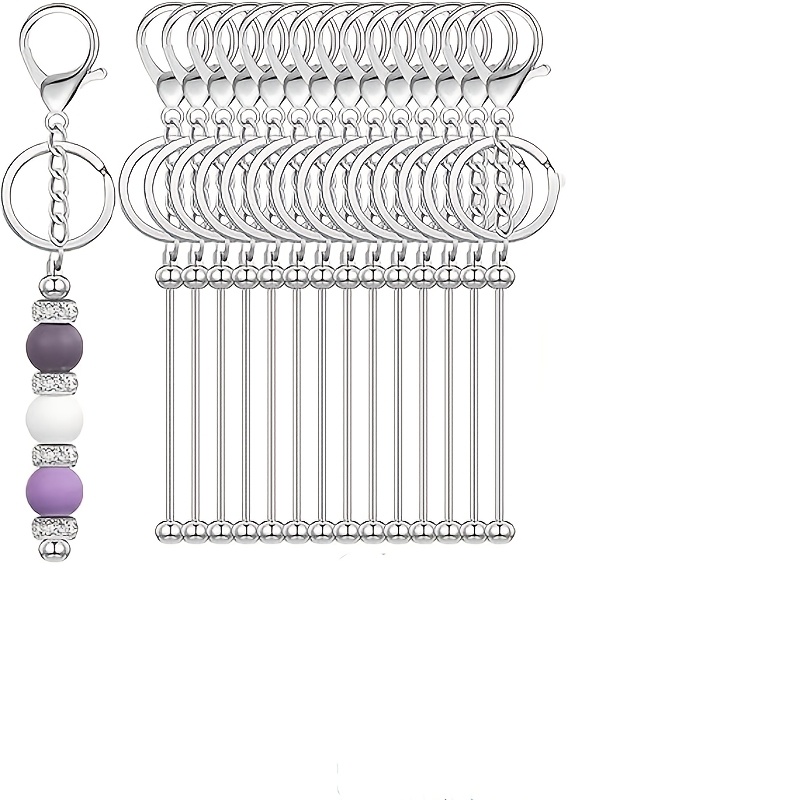 TEMU 14pcs Blank Beadable Keychain Bars, Jewelry Making Key Rings, Keychain Sticks, Keychain Making Kit, Craft Backpack Charms