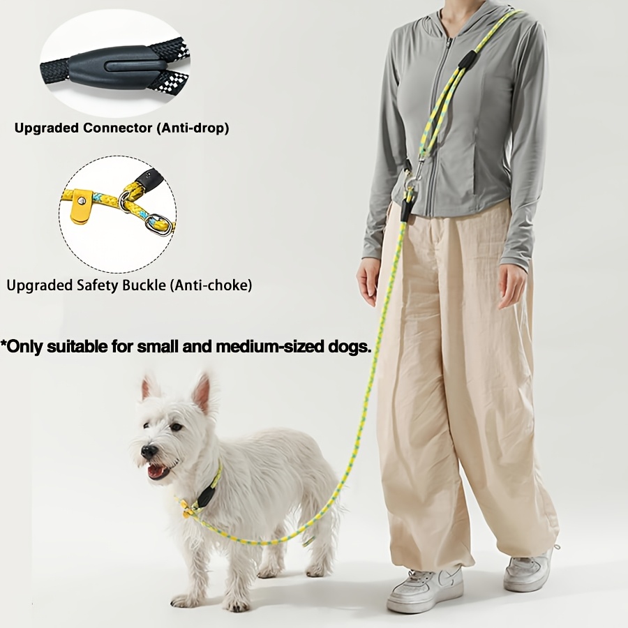 Versatile Dog Leash - Adjustable Crossbody Nylon Traction Rope With Striped Pattern, Ideal For Running & Walking, Comfortable Grip Handle For All Dog Sizes