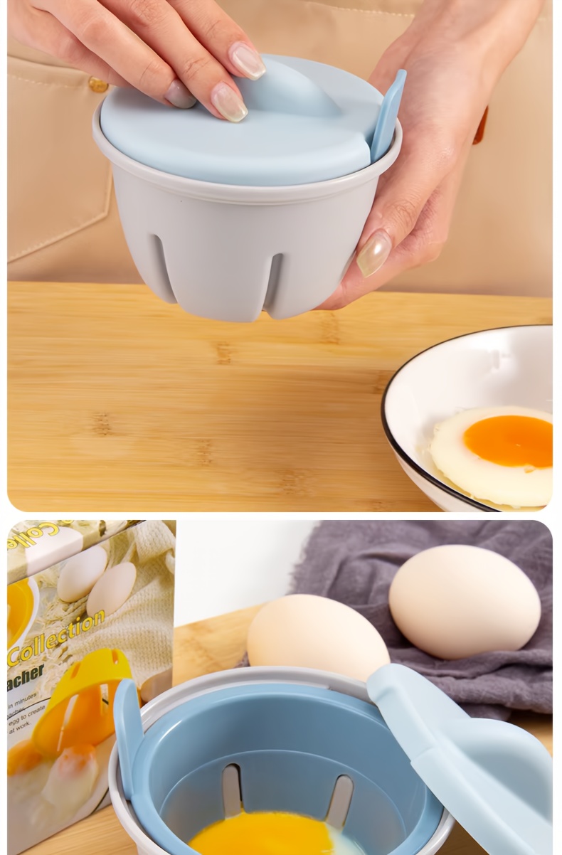 portable single cup plastic egg mold with lid heat resistant microwave egg poacher maker multi ply material breakfast kitchen gadget details 6