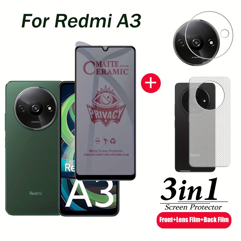 

3in1 For Redmi A3 Anti-spy Privacy Tempered Glass Soft Film For Redmi A3 Screen Protector+lens Film+back Film