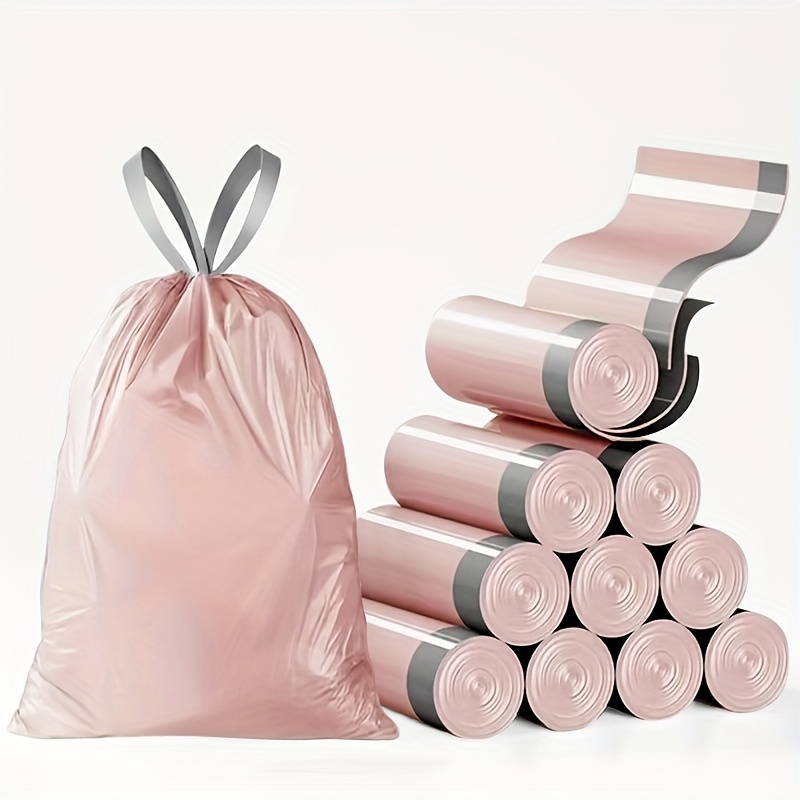 45 90 150pcs pack heavy duty 4 gallon small drawstring plastic trash bags foldable leak resistant and easy to tie liners for bathroom restroom bedroom office and toilet garbage cans space saving and convenient