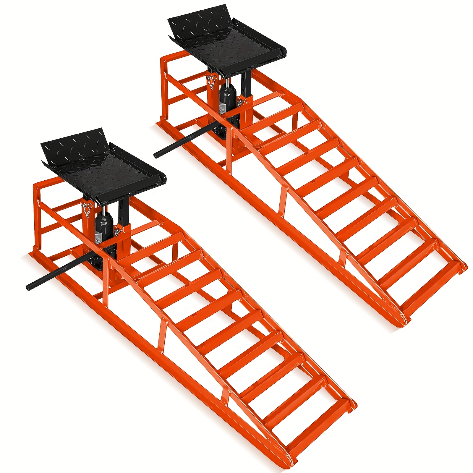 TEMU 2 Pack Hydraulic Car Ramps With 5t/11000lbs Car Lift (11.6"-16.5"), Heavy-duty Truck Ramps For Oil & Maintenance, Vehicle Ramps For Home Garage &