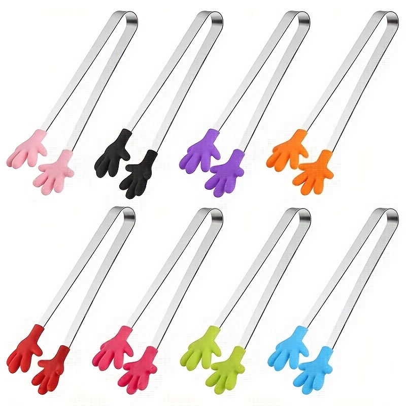 TEMU 4pcs Pince à Aliments Créative en Silicone pour (Couleur Aléatoire) | Cube Multifonctionnel Intégré en Acier Inoxydable pour Glace | Cube à