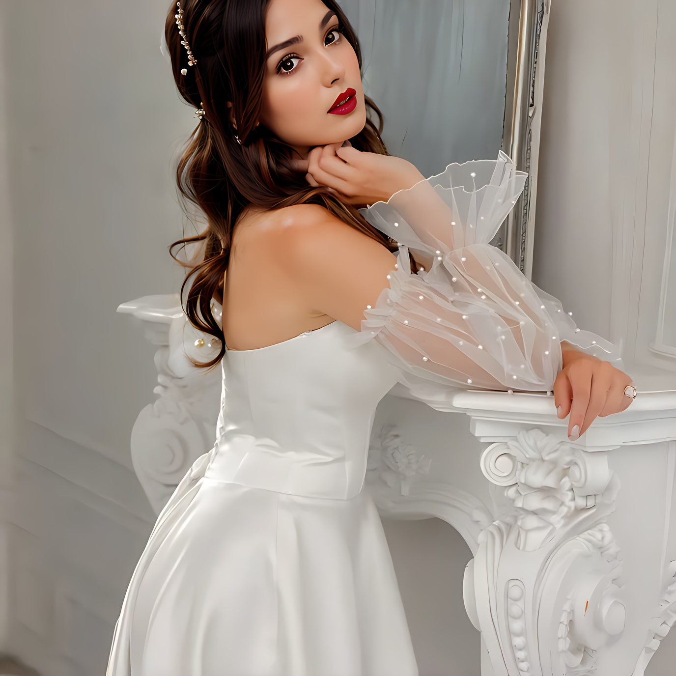 pair elegant beaded tulle decorative cuffs elastic summer Temu