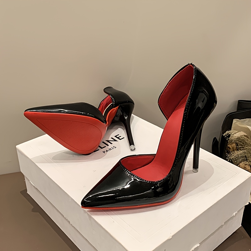 ladies dress shoes with red soles side hollow sole stiletto pointed toe high heels red AddTopCorset
