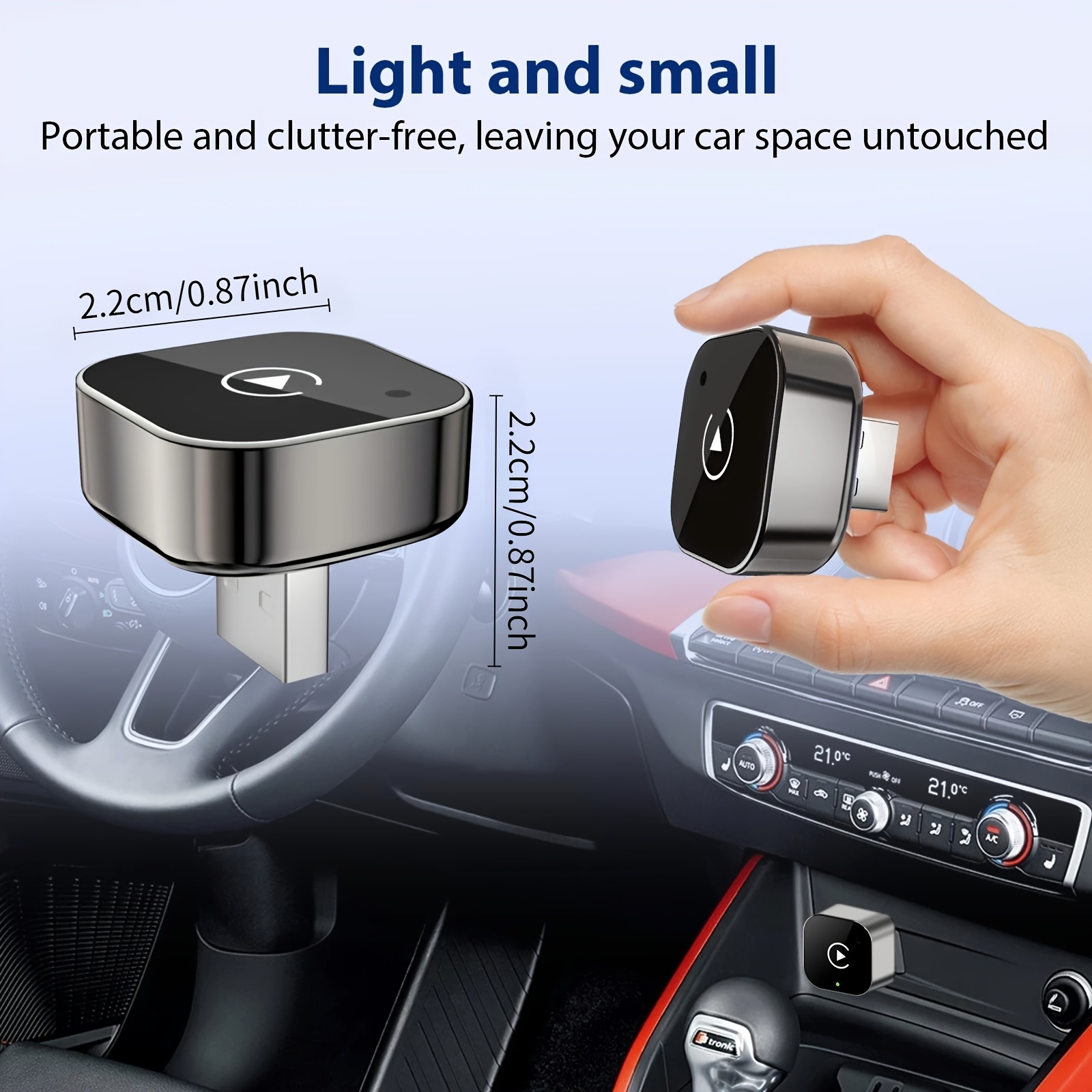 adaptador sin varillas para carplay y   auto, dongle carplay   que convierte de cableado a sin varillas, conexión automática rápida, sin retraso, diseño compacto para iphone y   con puerto usb/usb-c